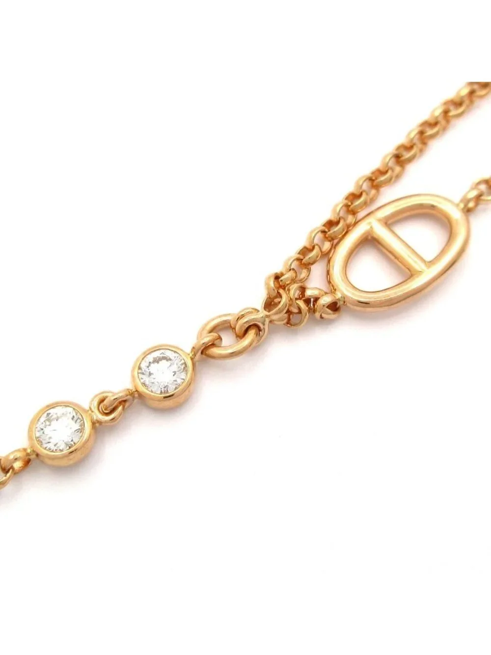 Hermes Bracelet Chaine D'ancre Chaos 18k Pink Gold Diamond Black Jade Spinel